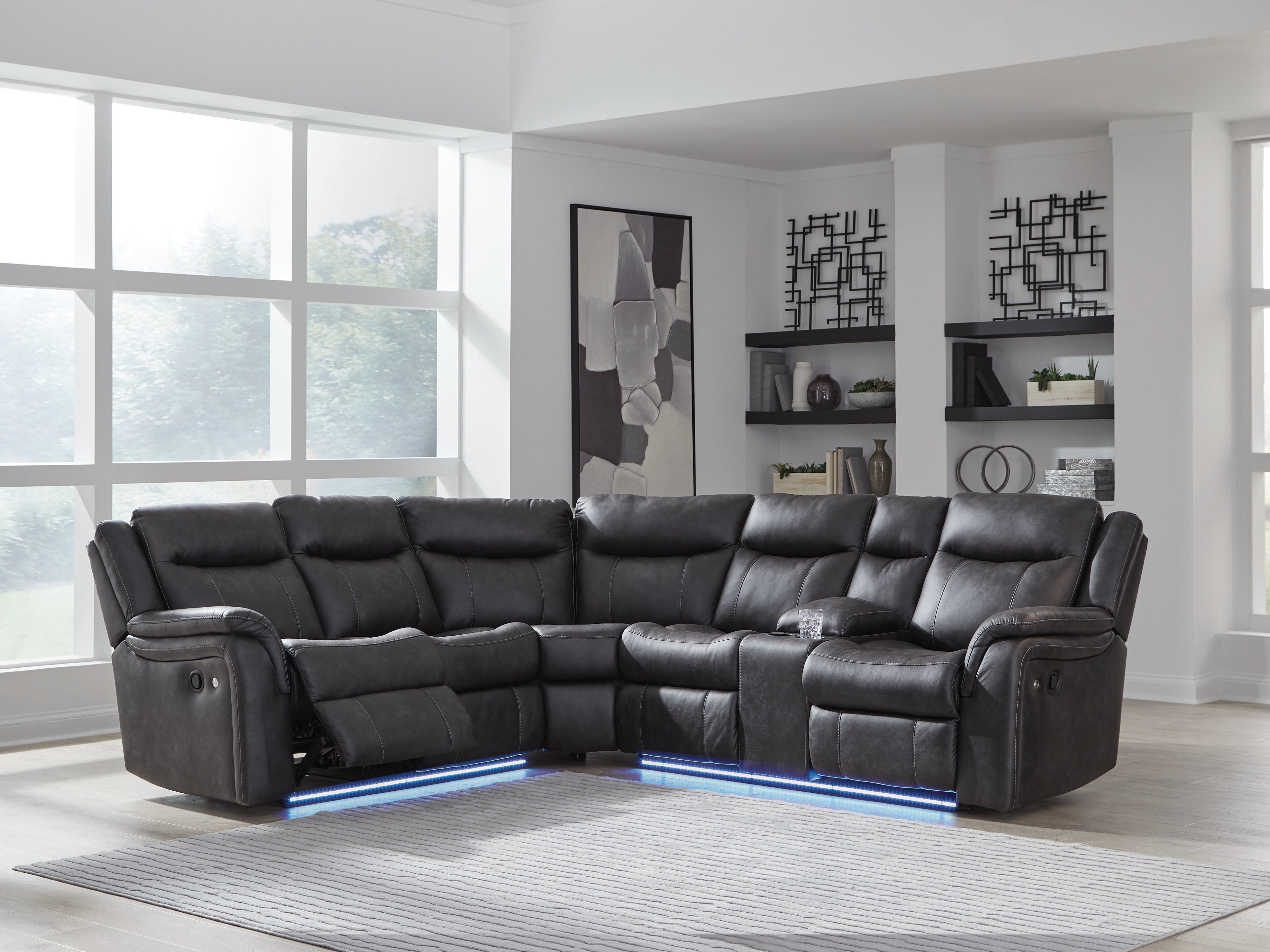 Floridian Furniture - Ashley Furniture - Sultan Meadow Sectional - 2-Piece Reclining Sectional / Carbon - PC13001S1