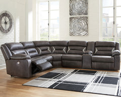 Floridian Furniture - Ashley Furniture - Kincord Sectional - 5-Piece Power Reclining Sectional / Midnight - 13104S6