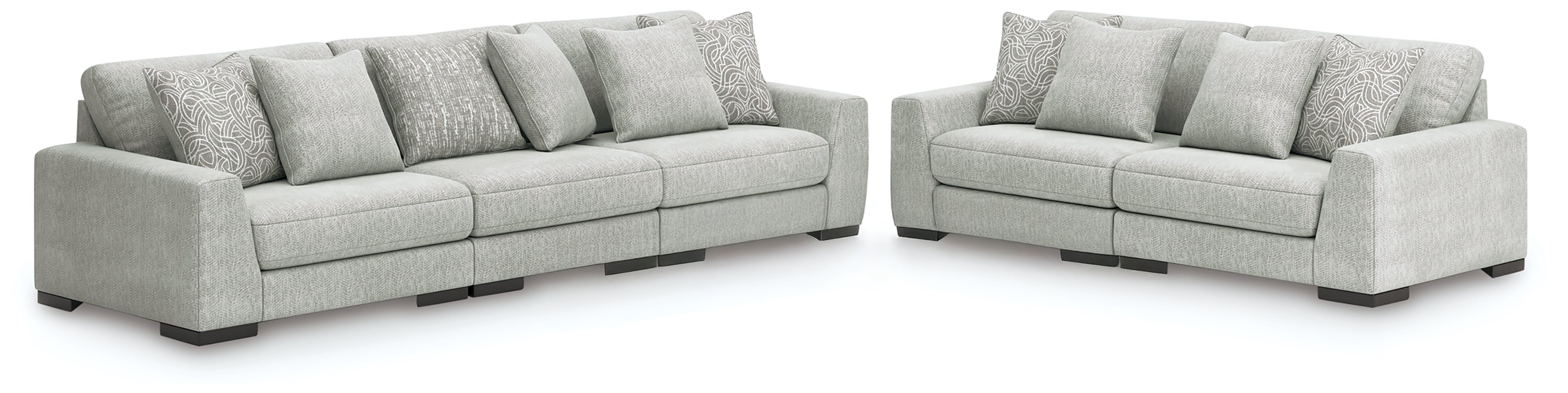 Floridian Furniture - Ashley Furniture - Regent Park 3-Piece Sectional Sofa and 2-Piece Sectional Loveseat - 3-Piece Sectional Sofa and 2-Piece Sectional Loveseat / Pewter - 14404U4
