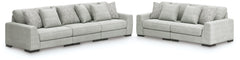 Floridian Furniture - Ashley Furniture - Regent Park 3-Piece Sectional Sofa and 2-Piece Sectional Loveseat - 3-Piece Sectional Sofa and 2-Piece Sectional Loveseat / Pewter - 14404U4