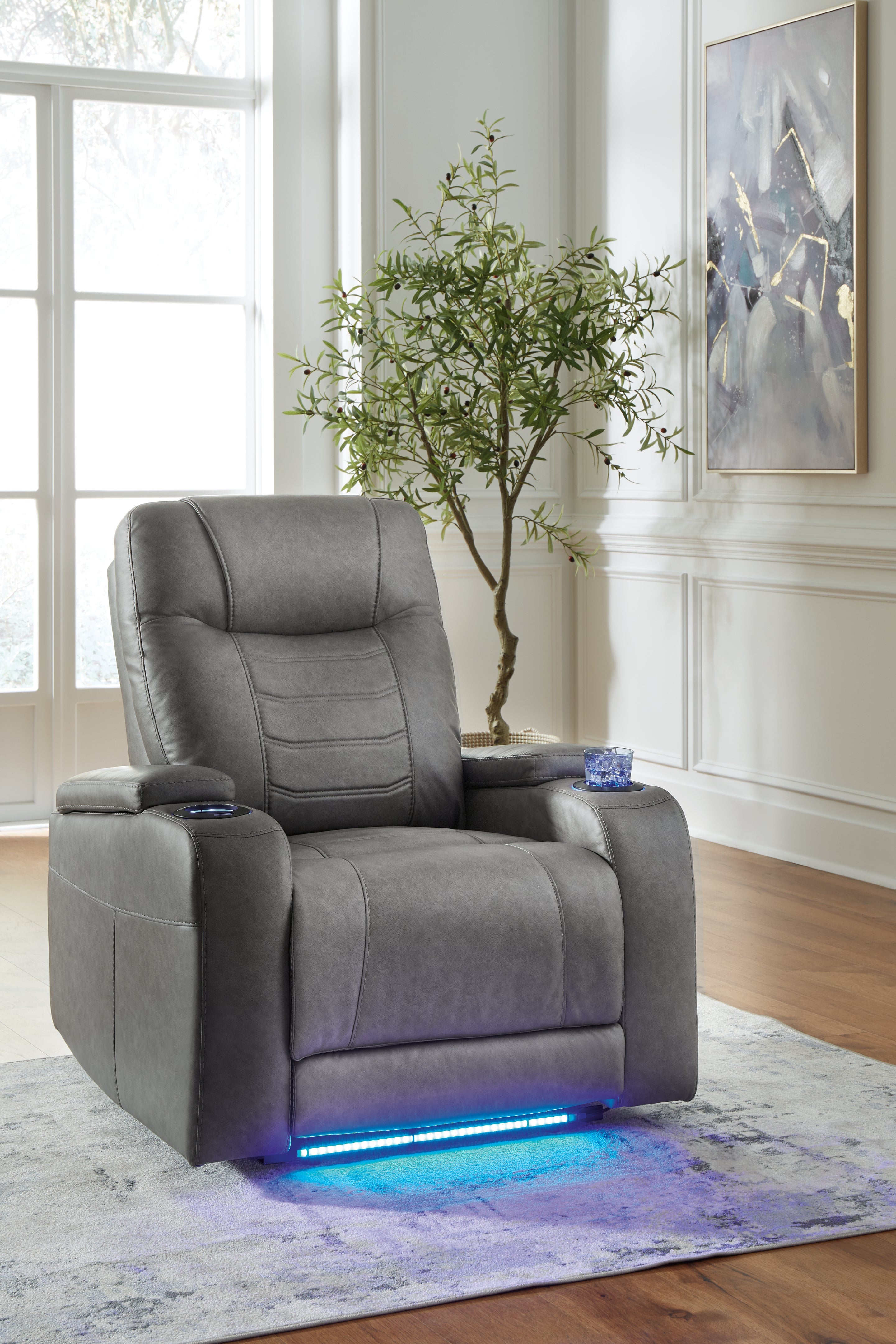 Floridian Furniture - Ashley Furniture - Schooner Rocks Living Room - PWR Recliner/ADJ Headrest / Slate - 1610213