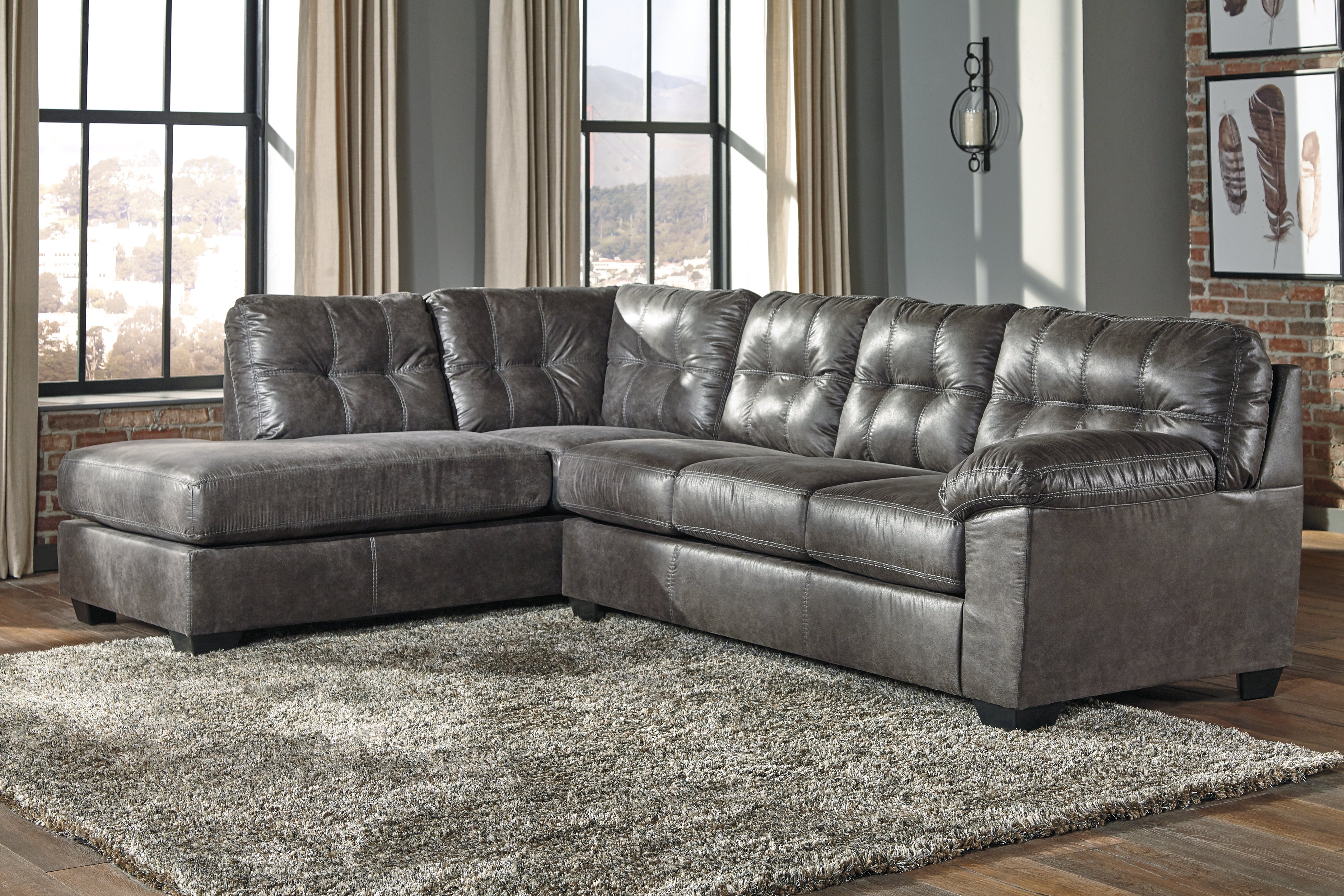Floridian Furniture - Ashley Furniture - Fallston Sectional - RAF 2-Piece Sectional with Chaise / Slate - 17221S1