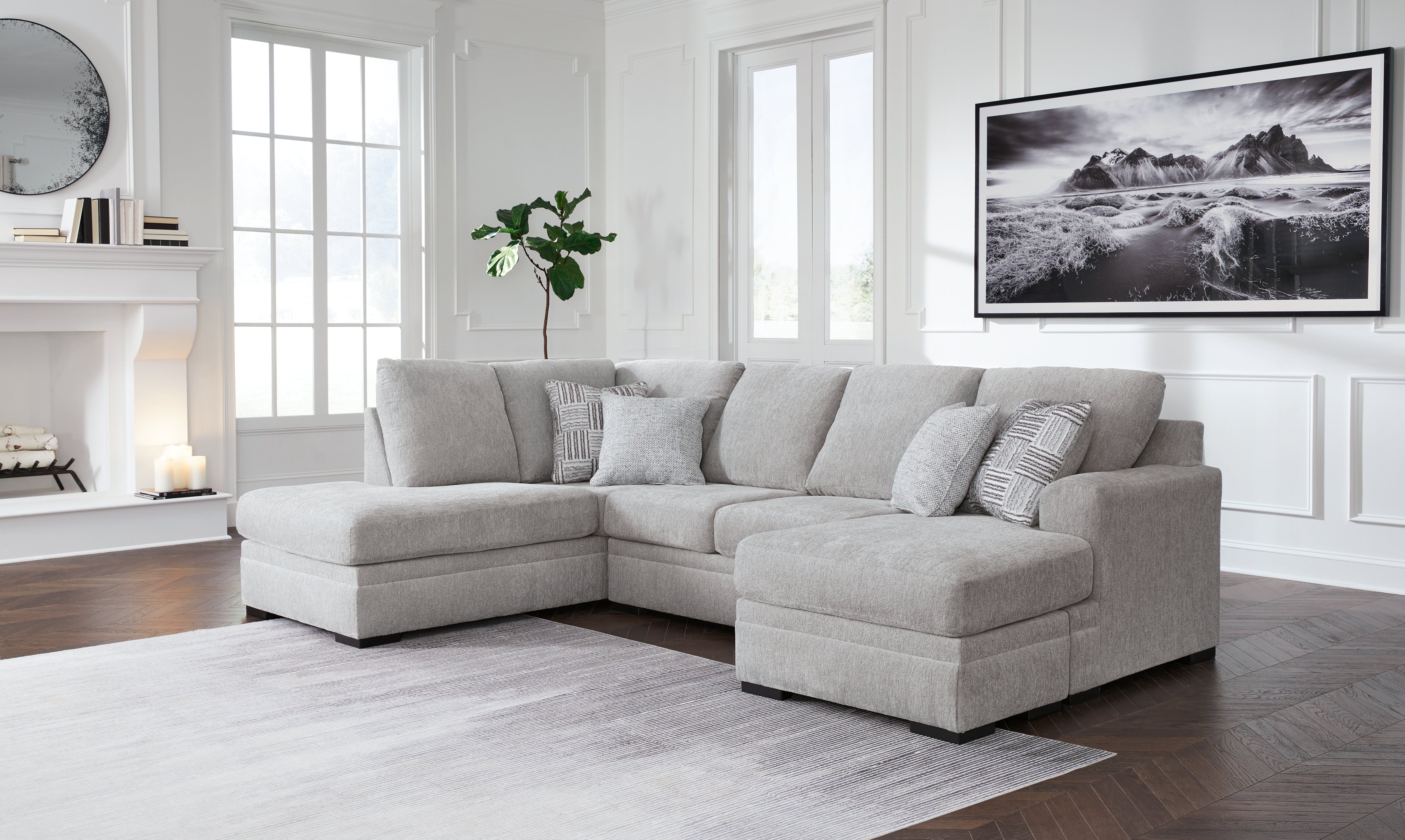 Floridian Furniture - Ashley Furniture - Gabyleigh Sectional - RAF 2-Piece Sectional with Chaise / Nickel - 20904S2
