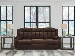 Floridian Furniture - Ashley Furniture - Observation Living Room - REC PWR Sofa w/Drop Down Table / Chocolate - PC2140699