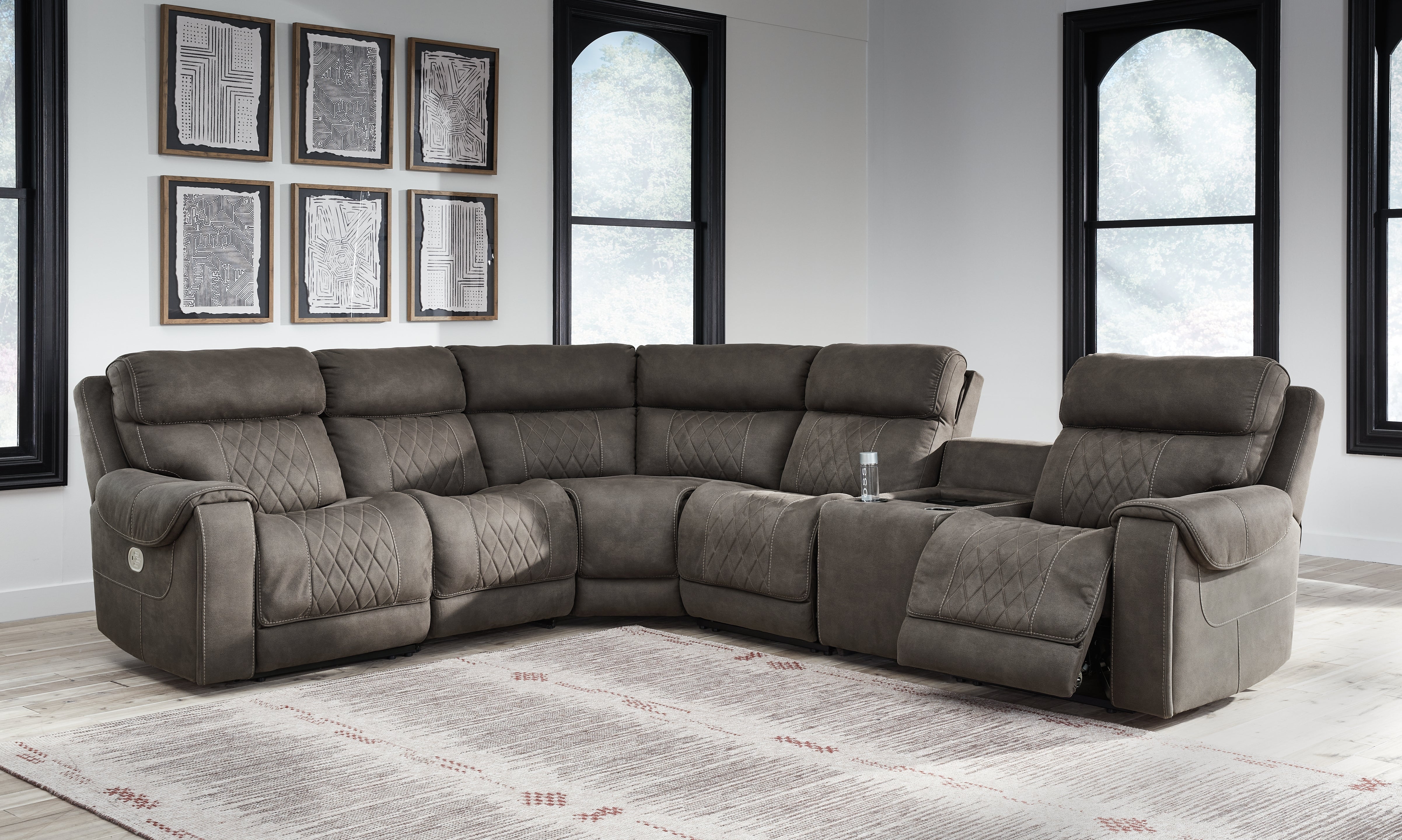 Floridian Furniture - Ashley Furniture - Hoopster Sectional - 6-Piece Power Reclining Sectional / Gunmetal - 23703S5