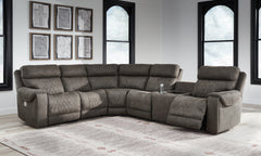 Floridian Furniture - Ashley Furniture - Hoopster Sectional - 6-Piece Power Reclining Sectional / Gunmetal - 23703S5