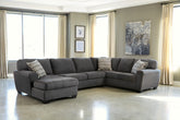 Floridian Furniture - Ashley Furniture - Ambee Sectional - RAF 3-Piece Sectional with Chaise / Slate - 28620S1