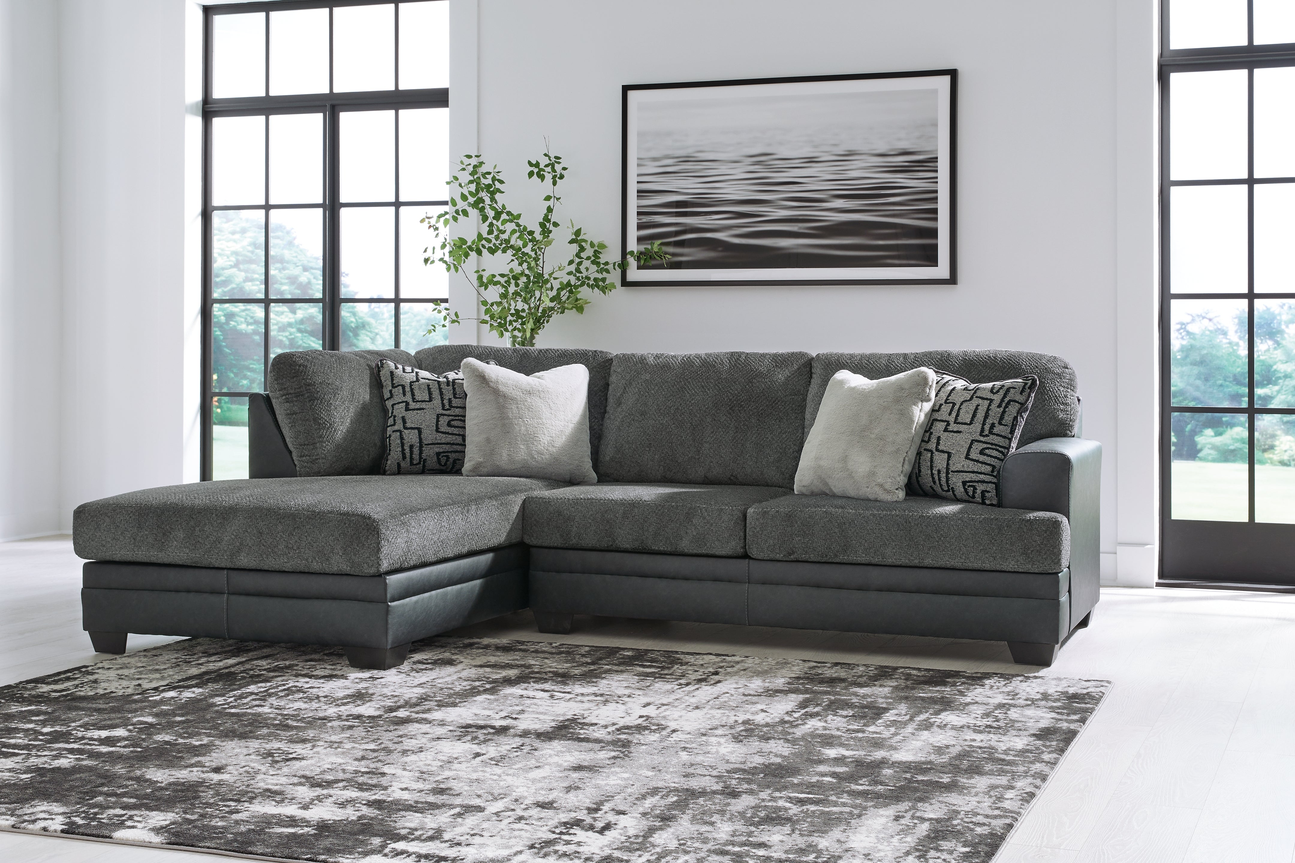 Floridian Furniture - Ashley Furniture - Brixley Pier Sectional - LAF 2-Piece Sectional with Chaise / Graphite - 29906S2