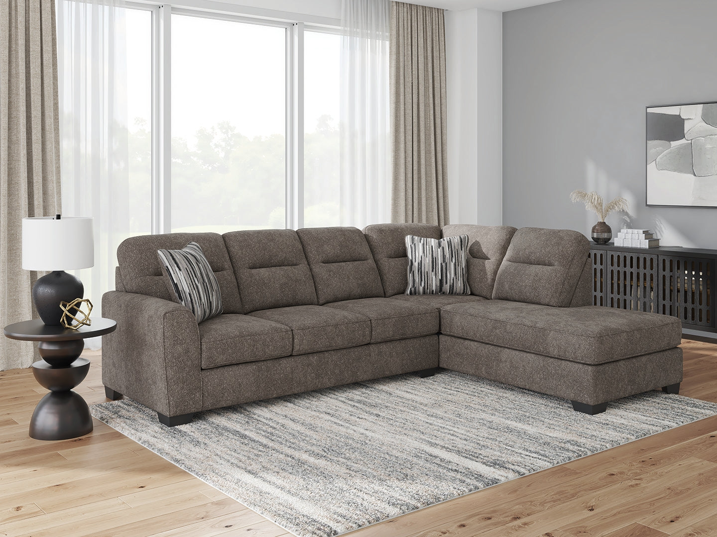 Floridian Furniture - Ashley Furniture - Olten Sectional - LAF 2-Piece Sectional with Chaise / Mocha - 31304S2