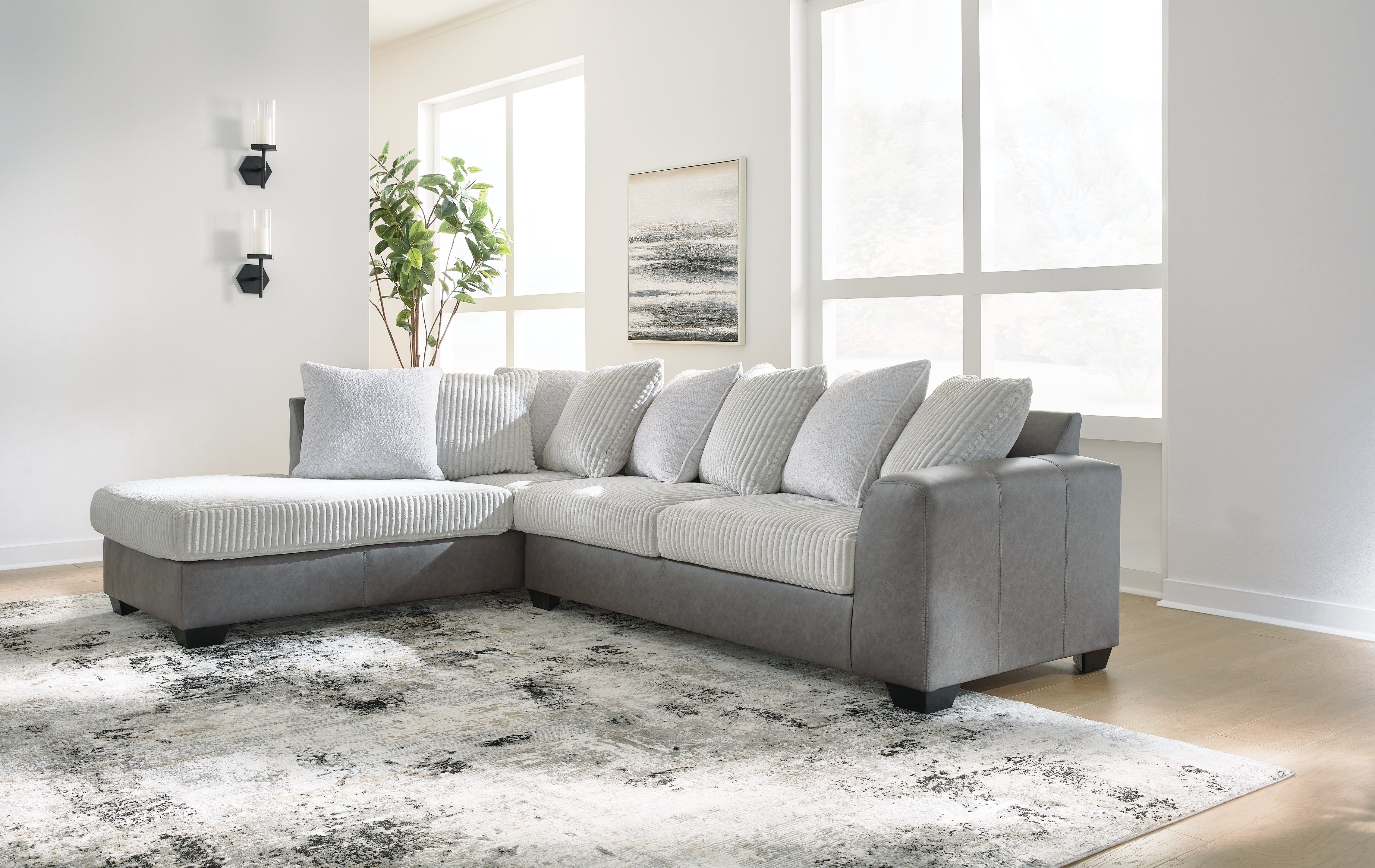 Floridian Furniture - Ashley Furniture - Clairette Court Sectional - RAF 2-Piece Sectional with Chaise / Alloy - 31503S1