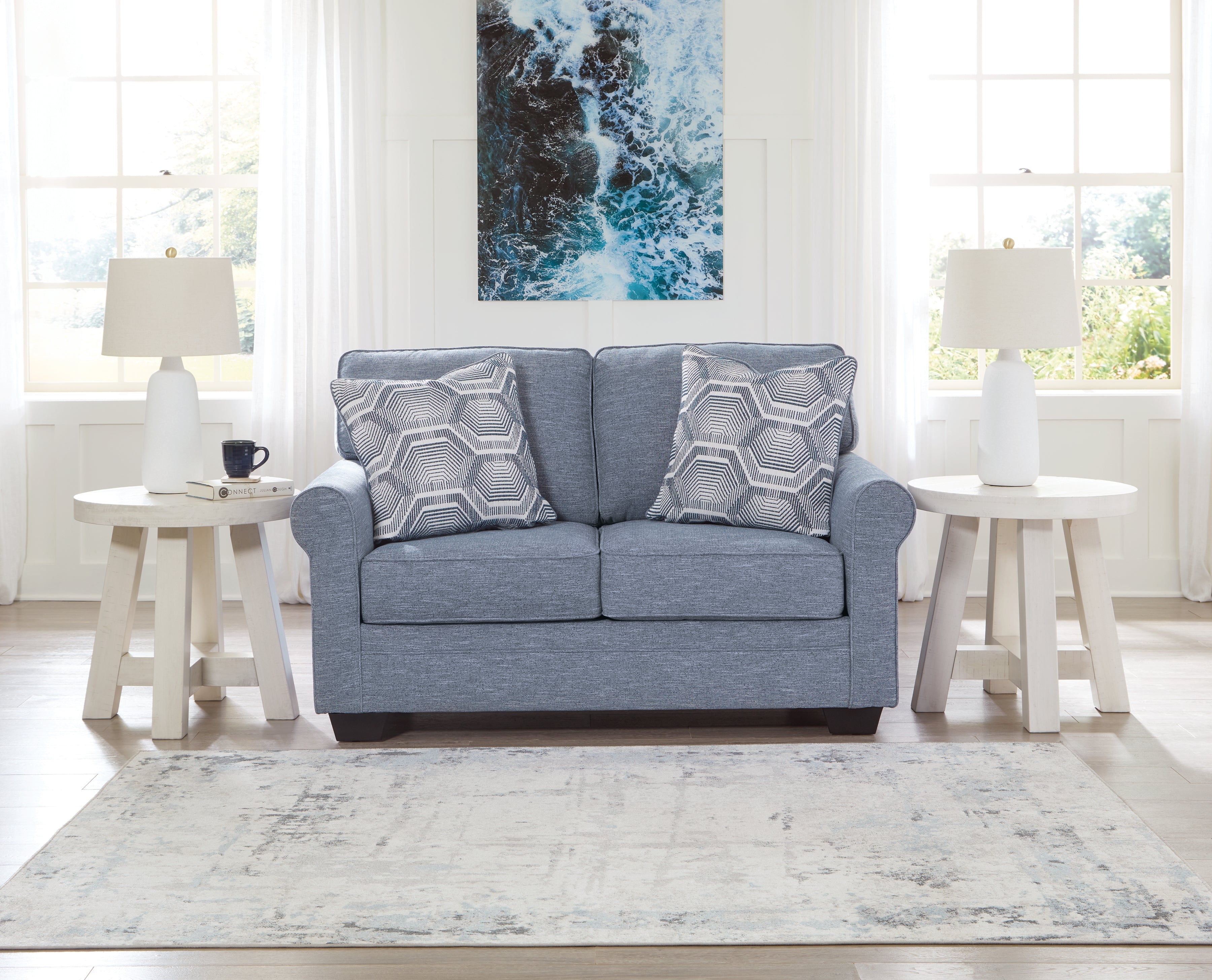 Floridian Furniture - Ashley Furniture - Carissa Manor Living Room - Queen Sofa Sleeper / Denim - 3260439