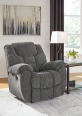 Floridian Furniture - Ashley Furniture - Foreside Living Room - DBL Rec Loveseat w/Console / Charcoal - 3810494