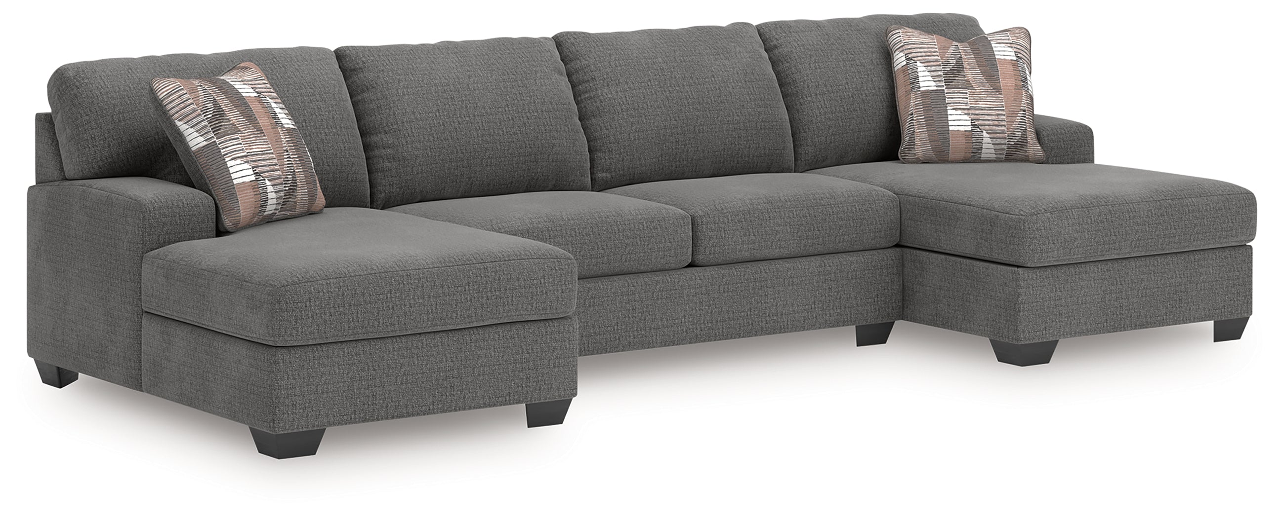 Floridian Furniture - Ashley Furniture - Newellen Sectional - RAF 3-Piece Sleeper Sectional with Double Chaise / Greystone - 48405S7