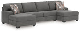Floridian Furniture - Ashley Furniture - Newellen Sectional - RAF 3-Piece Sleeper Sectional with Double Chaise / Greystone - 48405S7