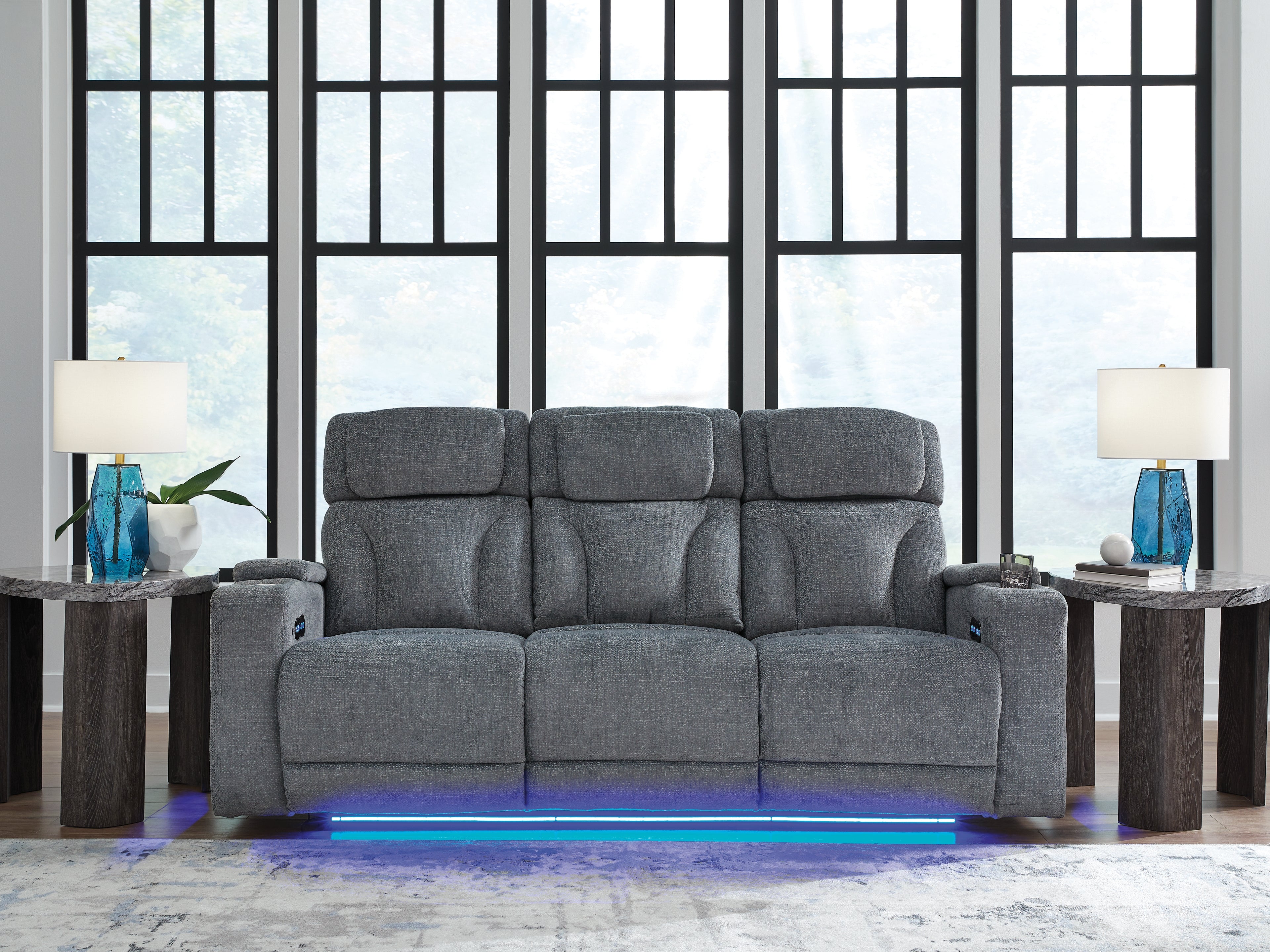 Floridian Furniture - Ashley Furniture - Studio Cave Living Room - PWR Recliner/ADJ Headrest / Steel - PC4980213