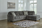 Floridian Furniture - Ashley Furniture - Lonoke Sectional - RAF 2-Piece Sectional with Chaise / Gunmetal - 50504S1