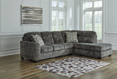 Floridian Furniture - Ashley Furniture - Lonoke Sectional - RAF 2-Piece Sectional with Chaise / Gunmetal - 50504S1