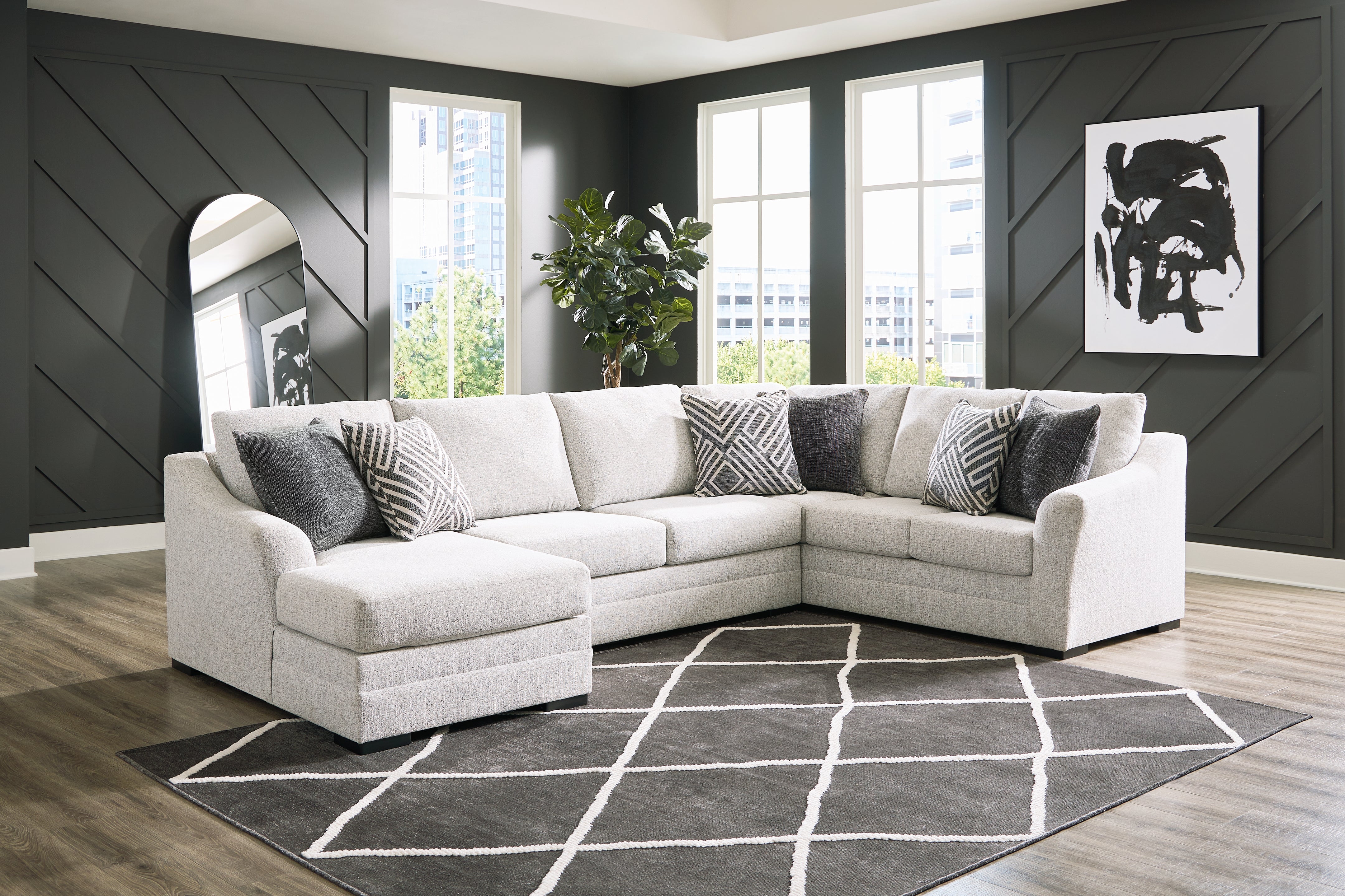 Floridian Furniture - Ashley Furniture - Koralynn Sectional - RAF 3-Piece Sectional with Chaise / Stone - 54102S1