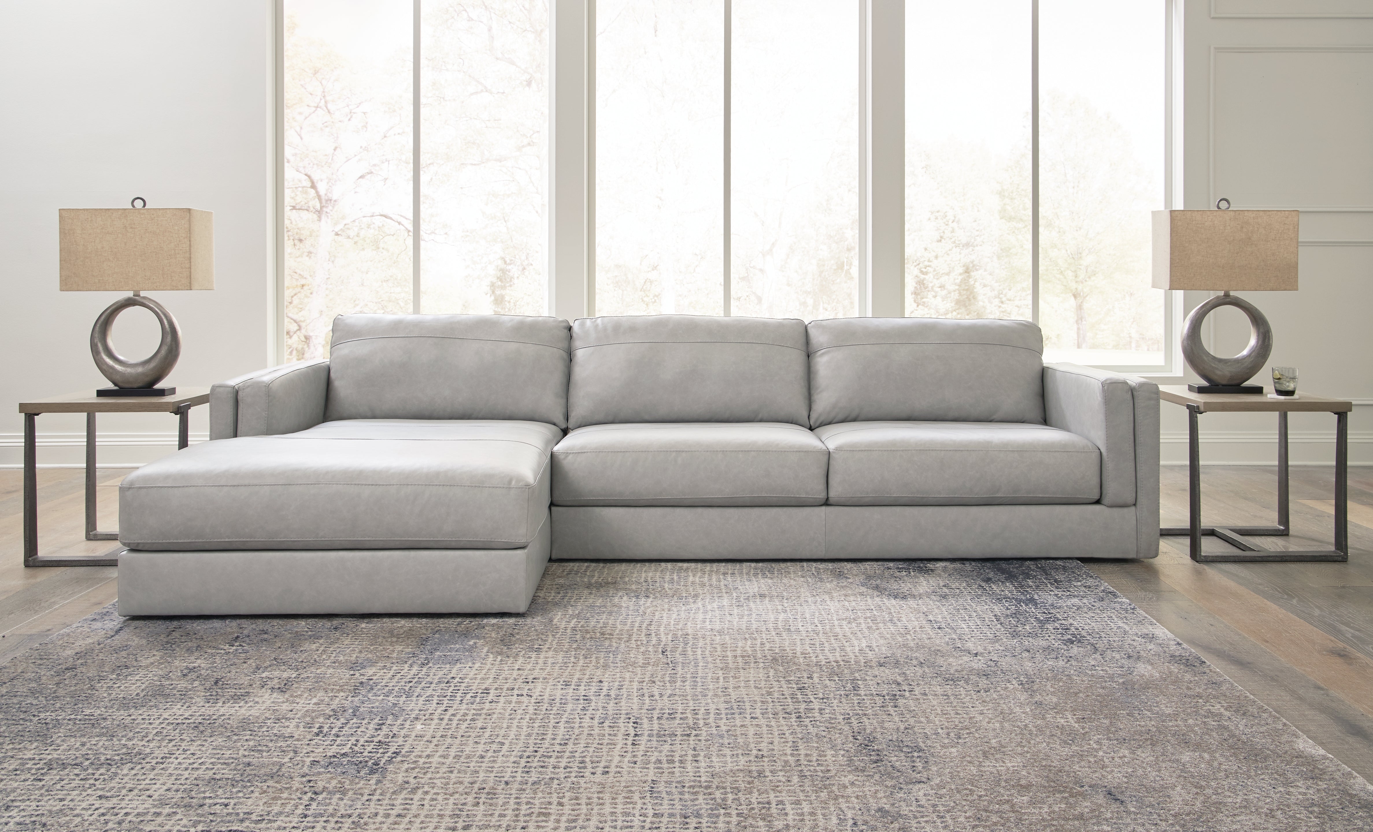 Floridian Furniture - Ashley Furniture - Amiata Sectional - LAF 2-Piece Sectional with Chaise / Glacier - 57404S2