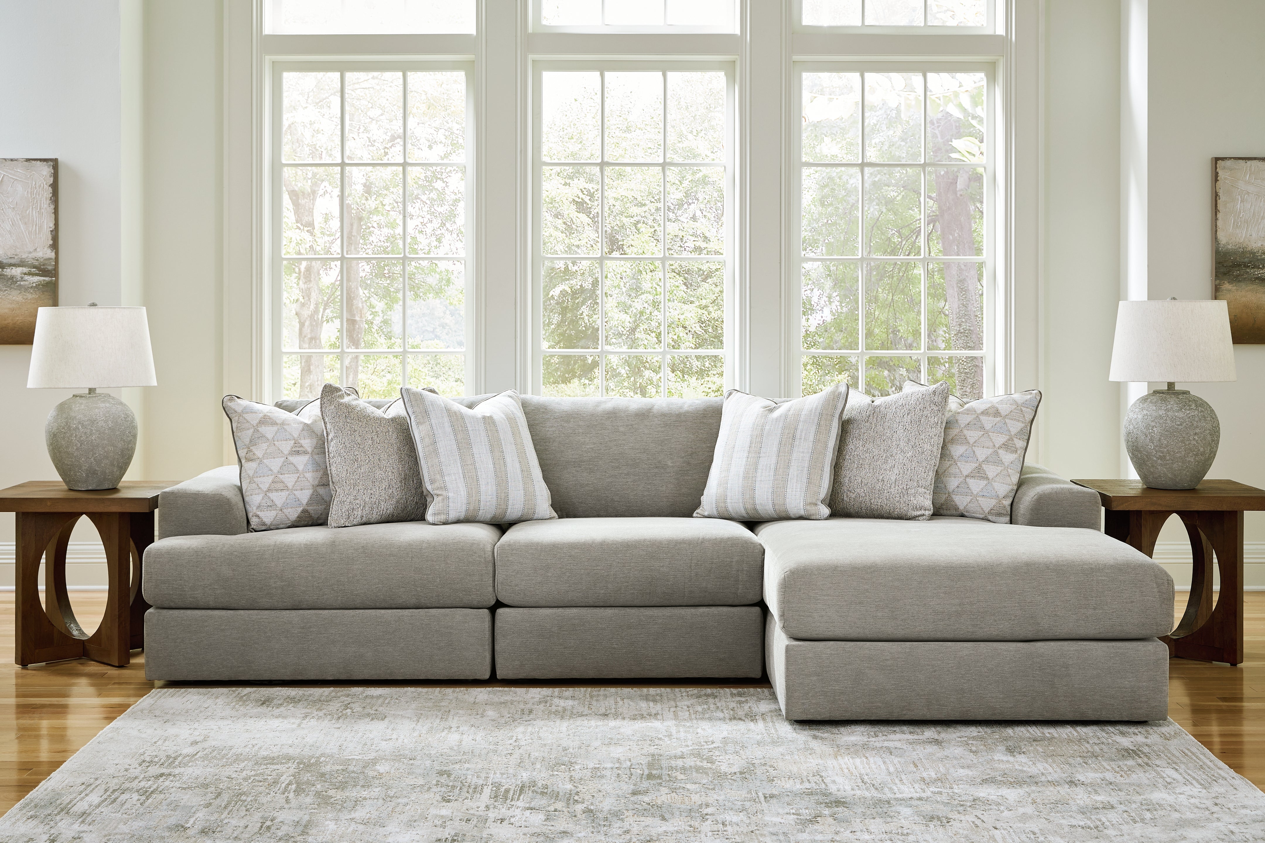 Floridian Furniture - Ashley Furniture - Avaliyah Sectional - RAF 6-Piece Sectional with Chaise / Ash - 58103S12