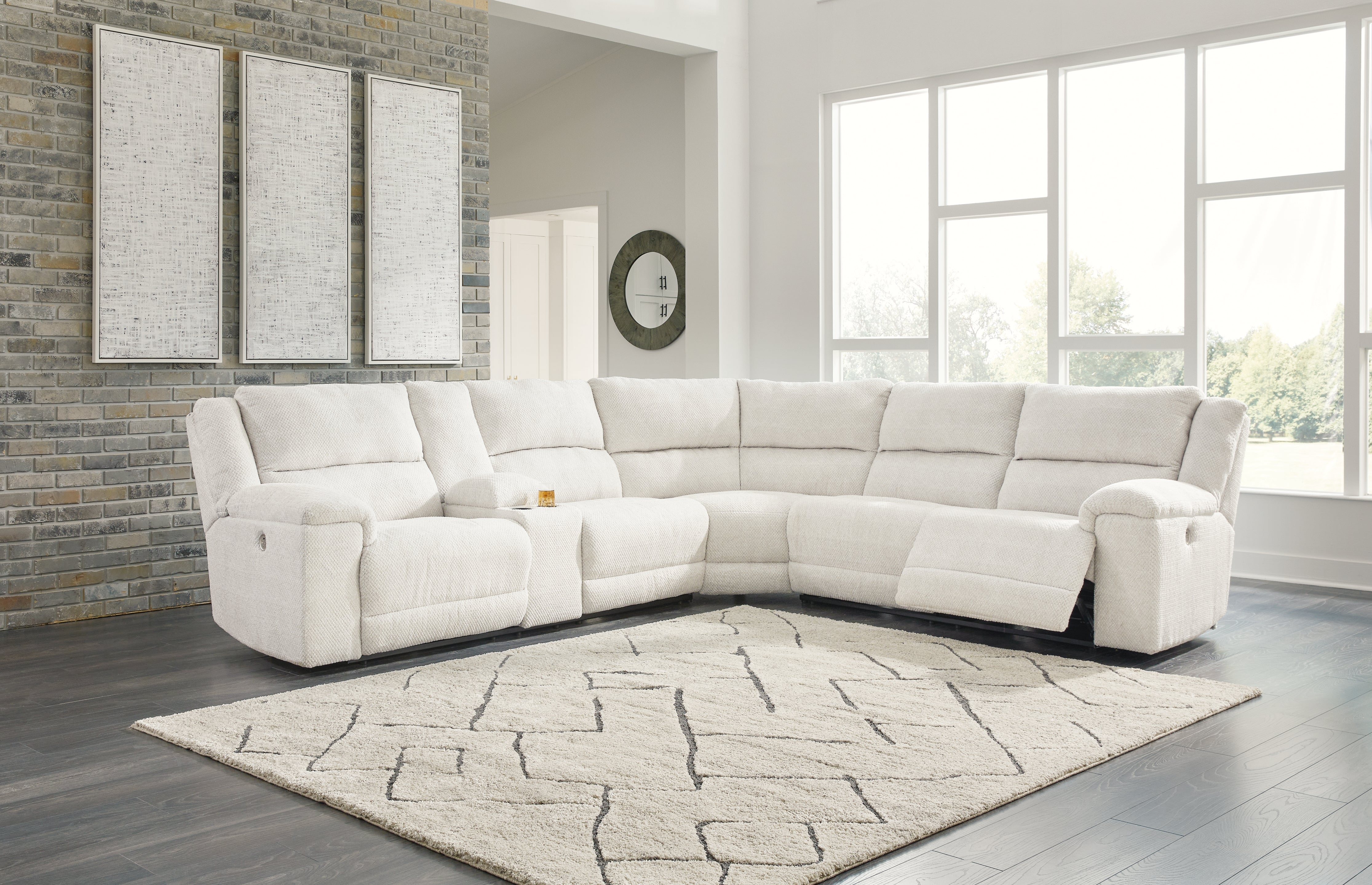 Floridian Furniture - Ashley Furniture - Keensburg Sectional - RAF Reclining Power Loveseat / Linen - 6180775