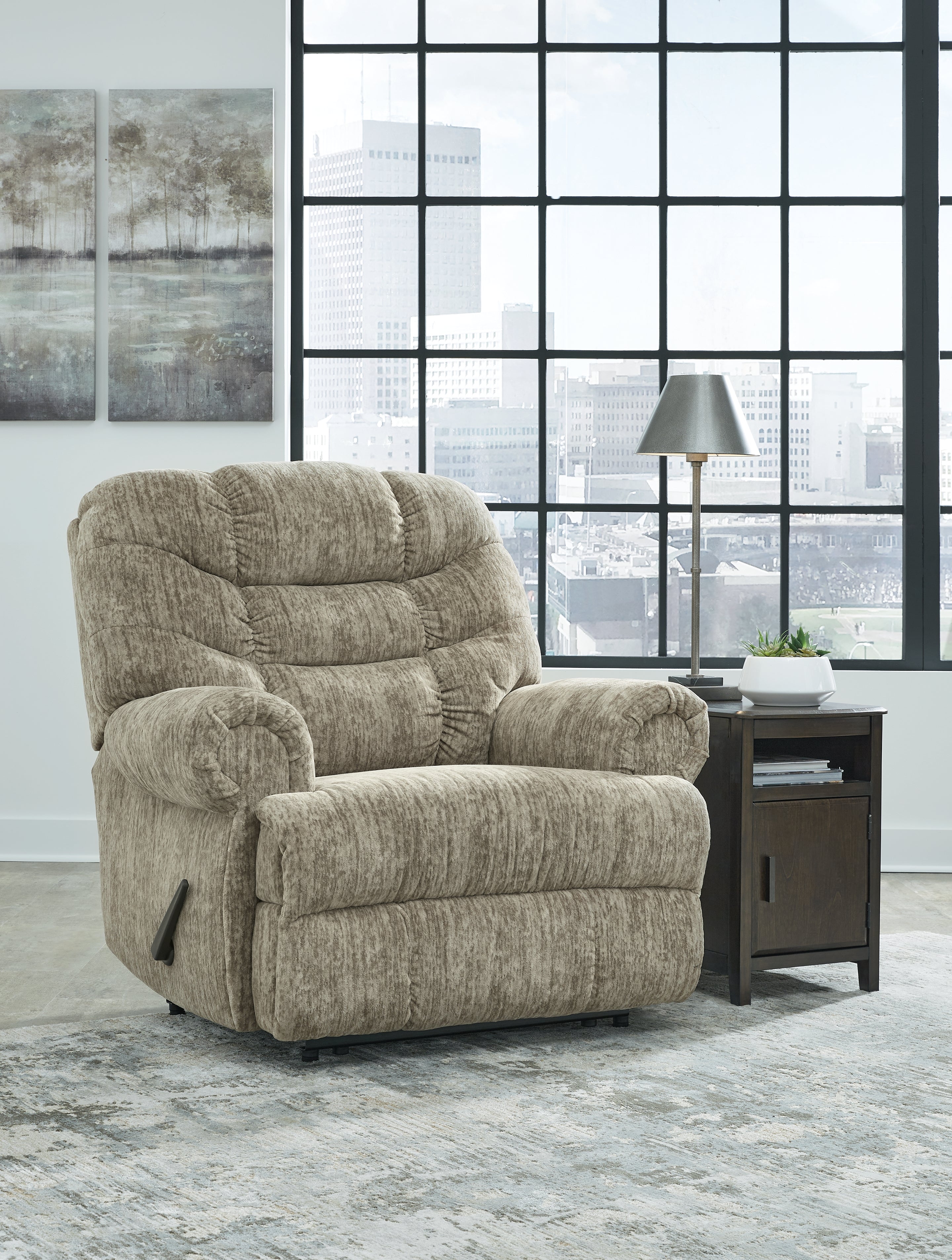Floridian Furniture - Ashley Furniture - Movie Man Living Room - Zero Wall Recliner / Taupe - 6380329