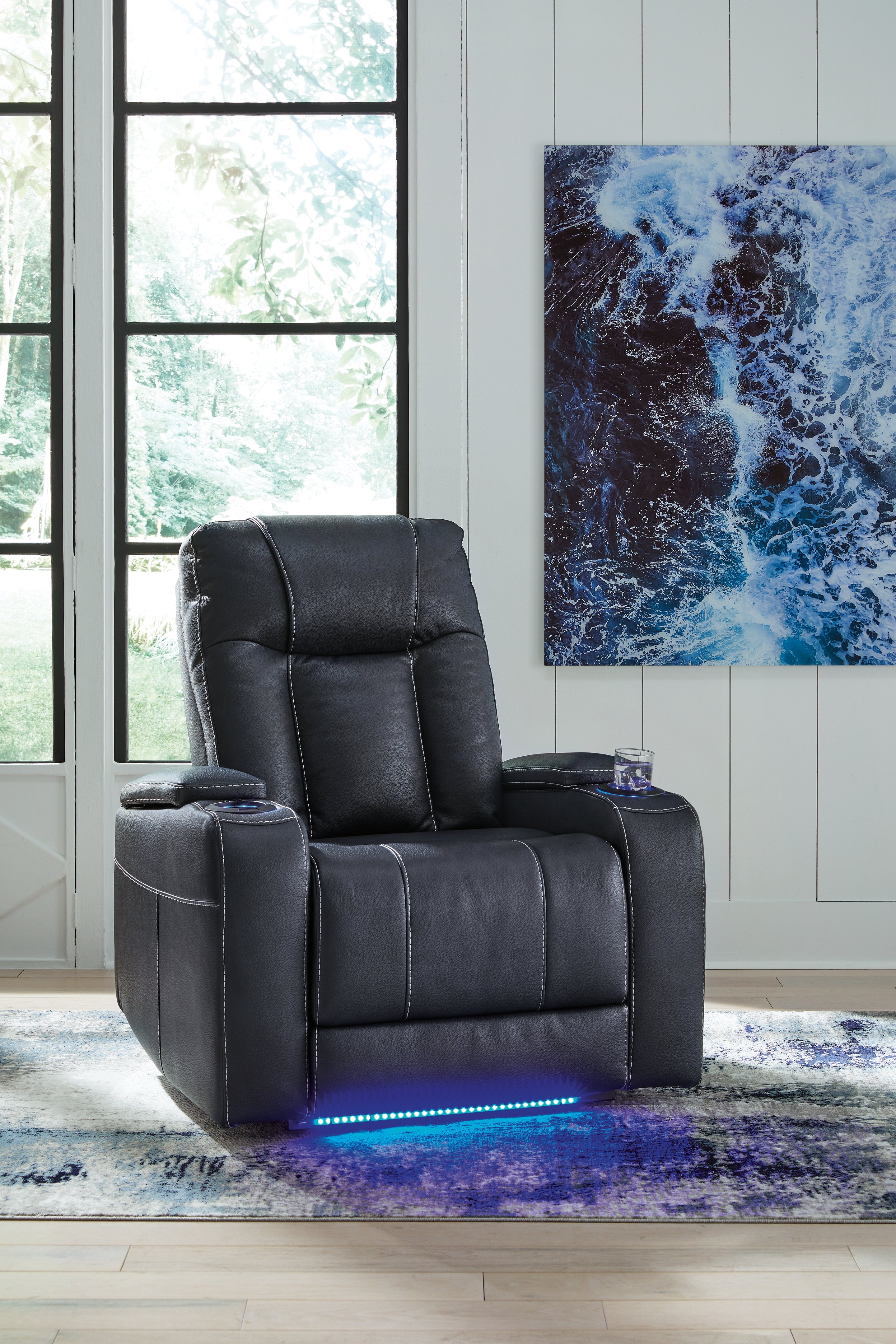 Floridian Furniture - Ashley Furniture - Feazada Living Room - PWR Recliner/ADJ Headrest / Shadow - 6620513