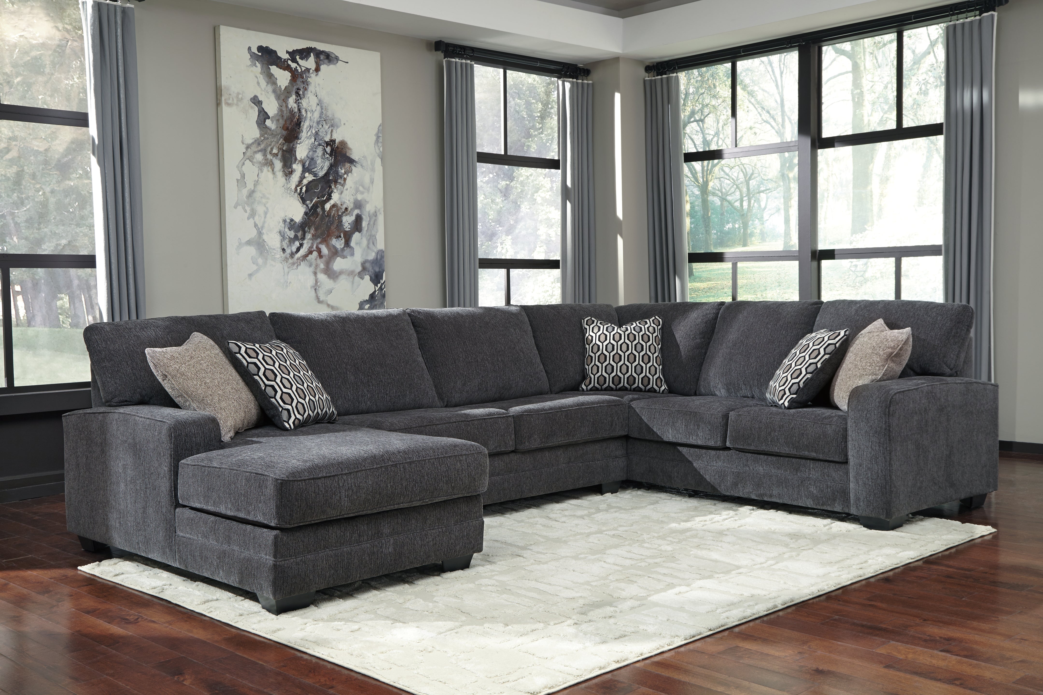 Floridian Furniture - Ashley Furniture - Tracling Sectional - LAF 3-Piece Sectional with Chaise / Slate - 72600S2