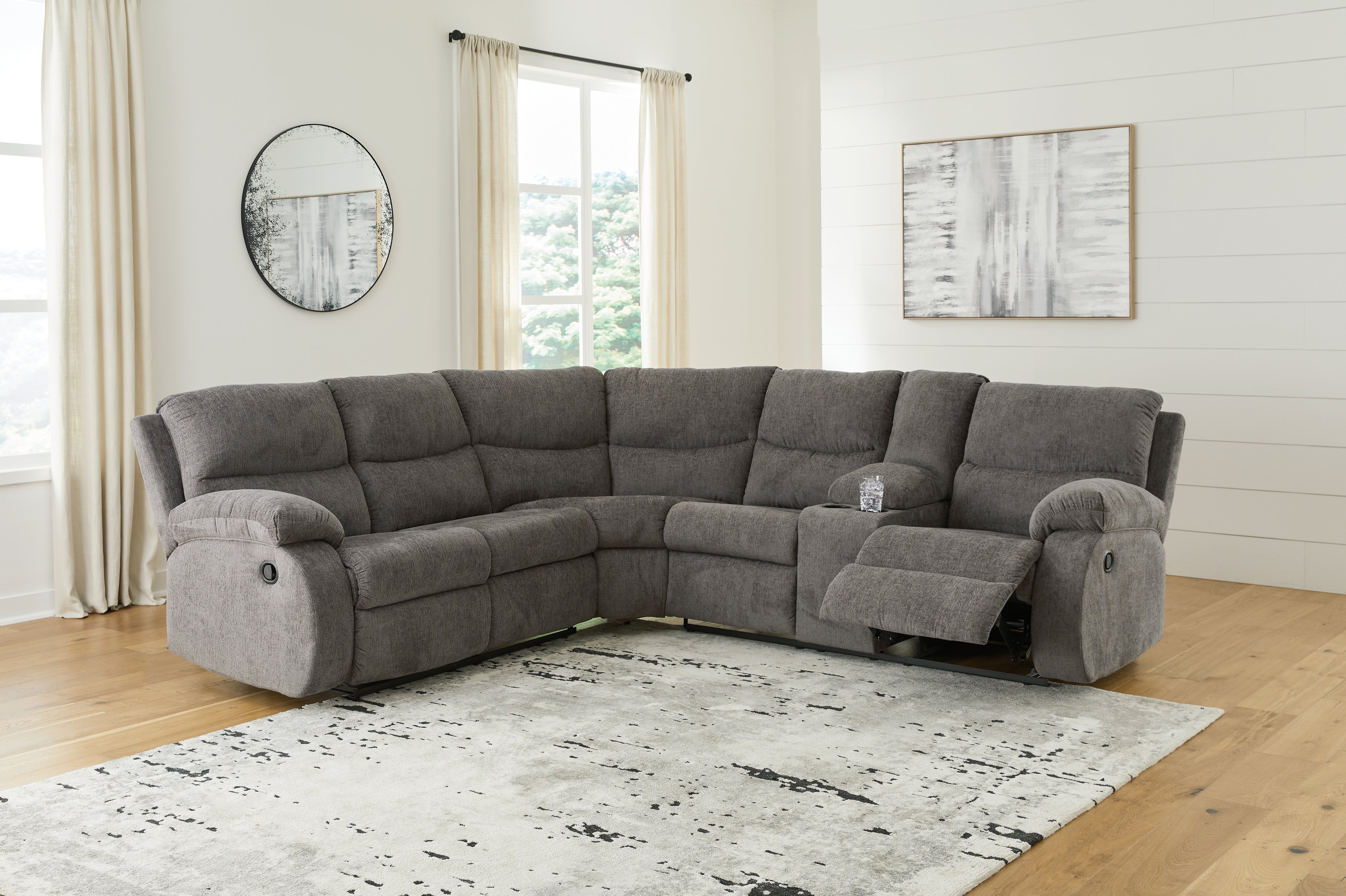 Floridian Furniture - Ashley Furniture - Museum Sectional - 2-Piece Reclining Sectional / Pewter - 81807S1
