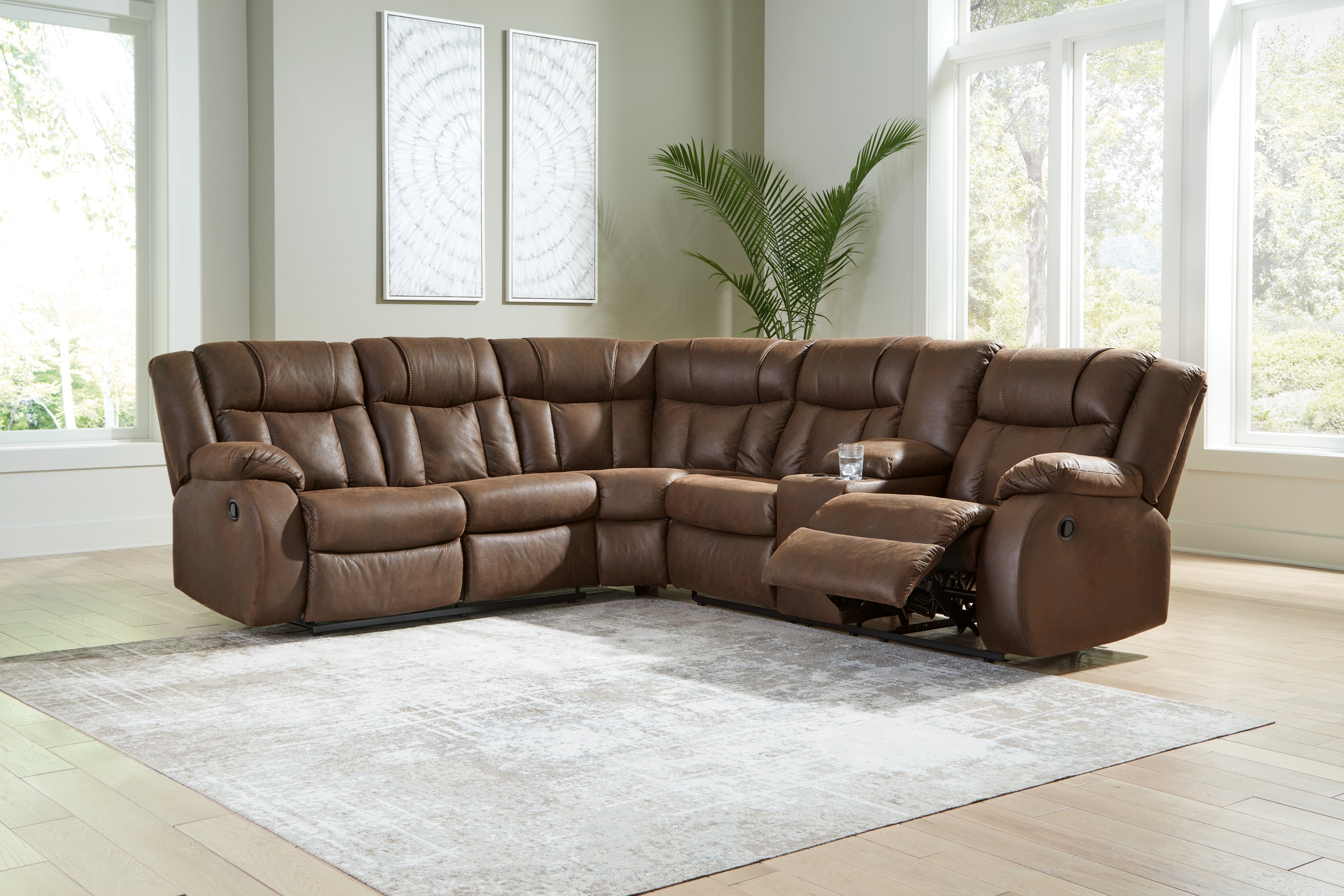 Floridian Furniture - Ashley Furniture - Trail Boys Sectional - 2-Piece Reclining Sectional / Walnut - 82703S1