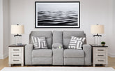 Floridian Furniture - Ashley Furniture - Biscoe Living Room - PWR REC Loveseat/CON/ADJ HDRST / Pewter - 9050318