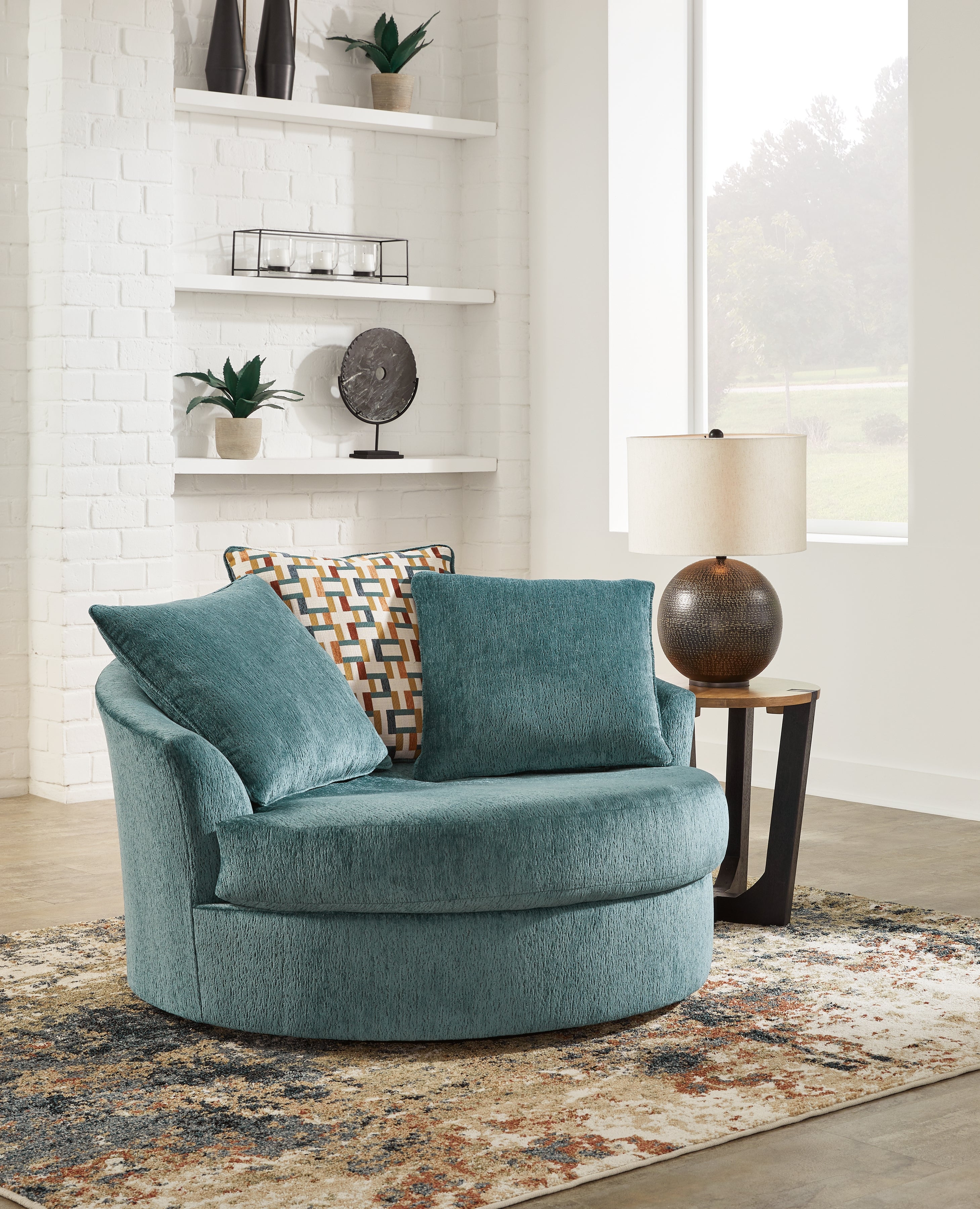 Floridian Furniture - Ashley Furniture - Laylabrook Living Room - Oversized Swivel Accent Chair / Teal - 9220621