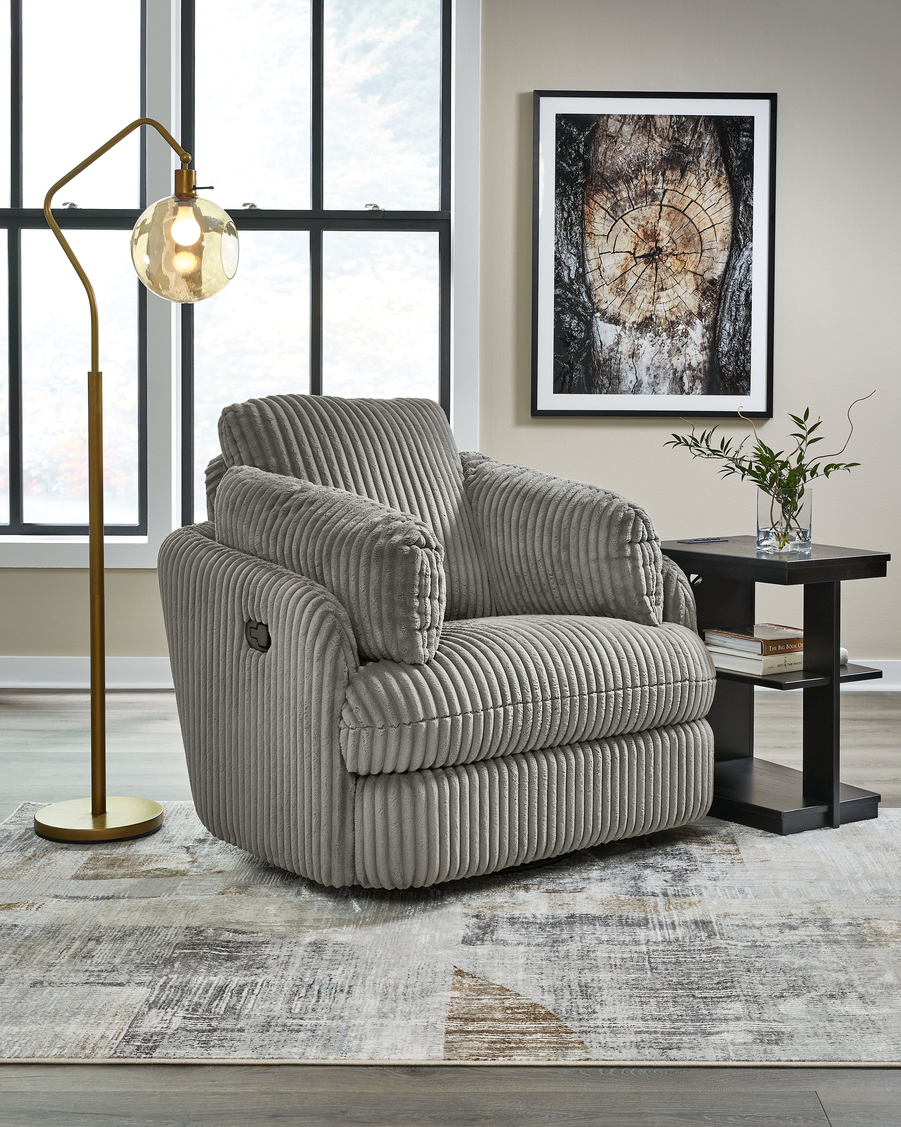 Floridian Furniture - Ashley Furniture - Tie-Breaker Living Room - Swivel Glider Recliner / Fog - 9490361