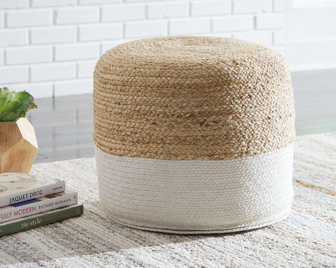 Floridian Furniture - Ashley Furniture - Sweed Valley Pouf - Pouf / Natural/White - A1000420