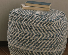Floridian Furniture - Ashley Furniture - Chevron Pouf - Pouf / Blue - A1000445