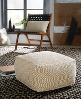 Floridian Furniture - Ashley Furniture - Adamont Pouf - Pouf / Tan/Ivory - A1001059