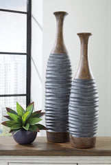 Floridian Furniture - Ashley Furniture - Blayze Vase - Vase Set (Set of 2) / Antique Gray/Brown - A2000388