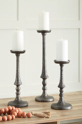 Floridian Furniture - Ashley Furniture - Eravell Candle Holder - Candle Holder Set (3/CN) / Pewter Finish - A2000584
