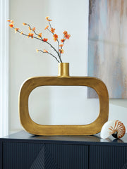 Floridian Furniture - Ashley Furniture - Lawtonville Vase - Vase / Antique Gold Finish - A2000751