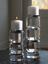 Floridian Furniture - Ashley Furniture - Brentley Candle Holder - Candle Holder Set (Set of 2) / Clear/Silver Finish - A2000770