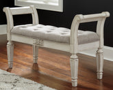 Floridian Furniture - Ashley Furniture - Realyn Accent Bench - Accent Bench / Antique White / 46"W x 16"D x 26"H - A3000157