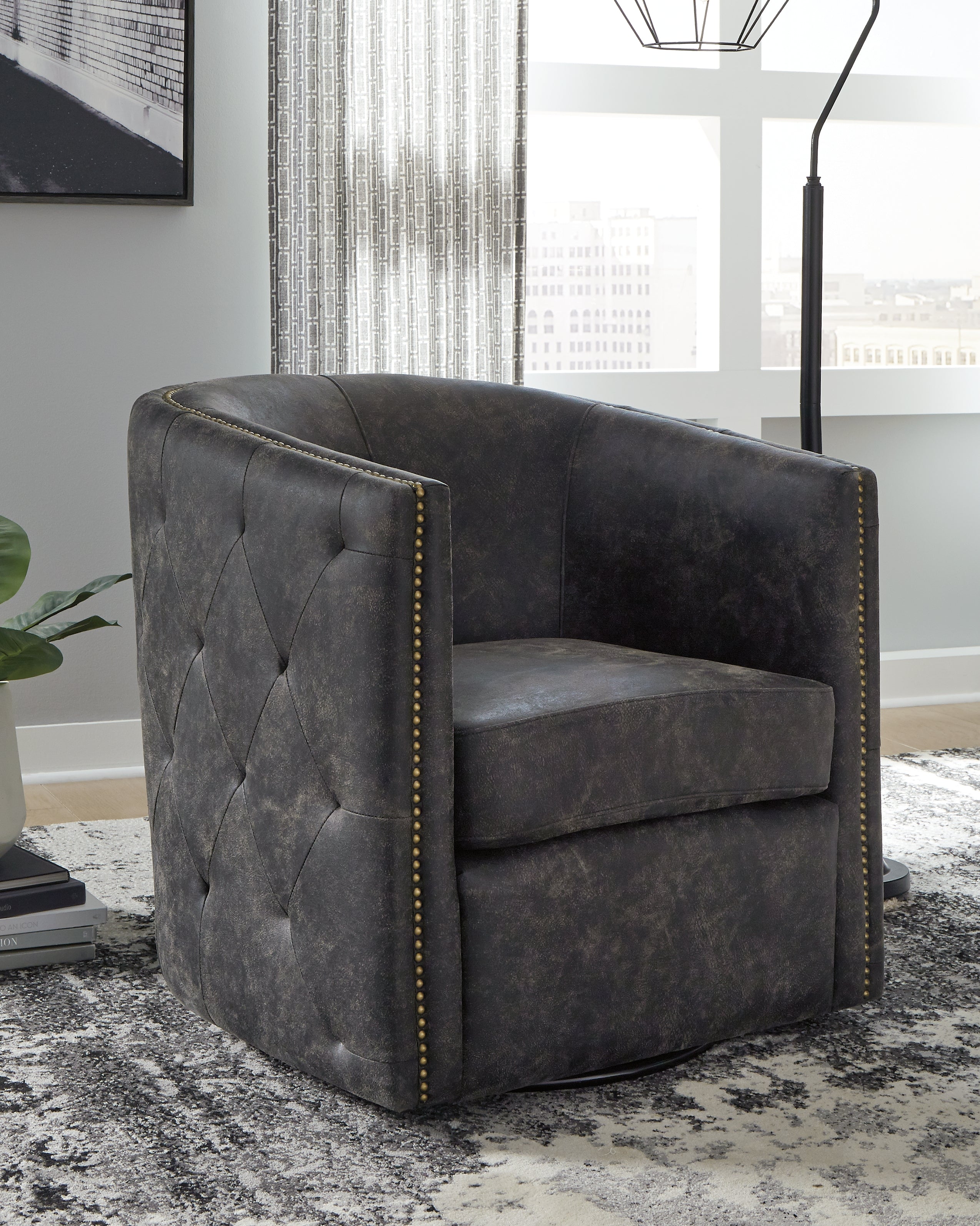 Floridian Furniture - Ashley Furniture - Brentlow Swivel Accent Chair - Swivel Accent Chair / Granite - A3000741