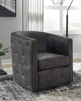 Floridian Furniture - Ashley Furniture - Brentlow Swivel Accent Chair - Swivel Accent Chair / Granite - A3000741