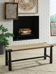 Floridian Furniture - Ashley Furniture - Acerman Accent Bench - Accent Bench / Black/Natural / 48"W x 16"D x 18"H - A3000684