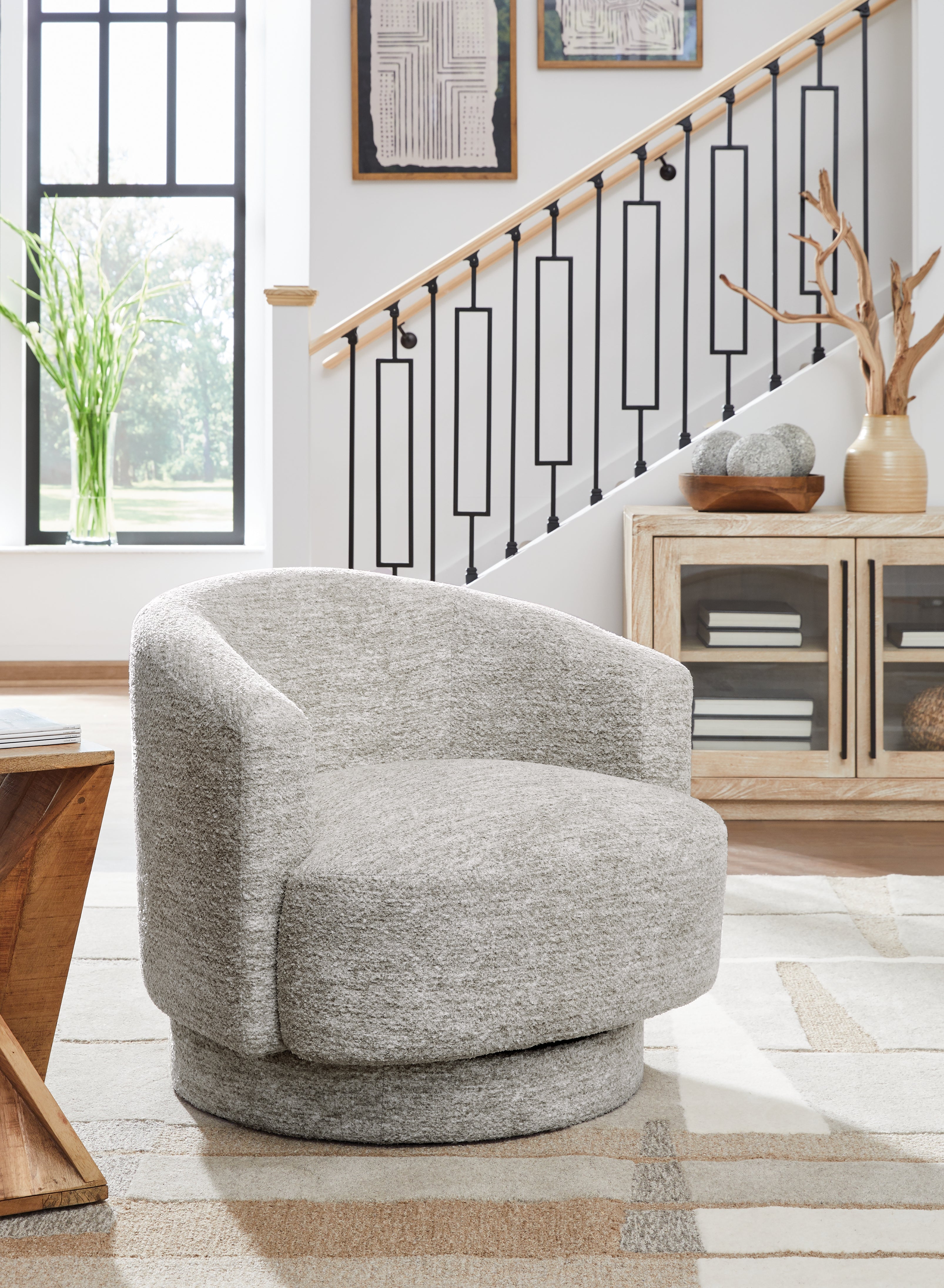 Floridian Furniture - Ashley Furniture - Wardsor Swivel Accent Chair - Swivel Accent Chair / Stone - A3000731