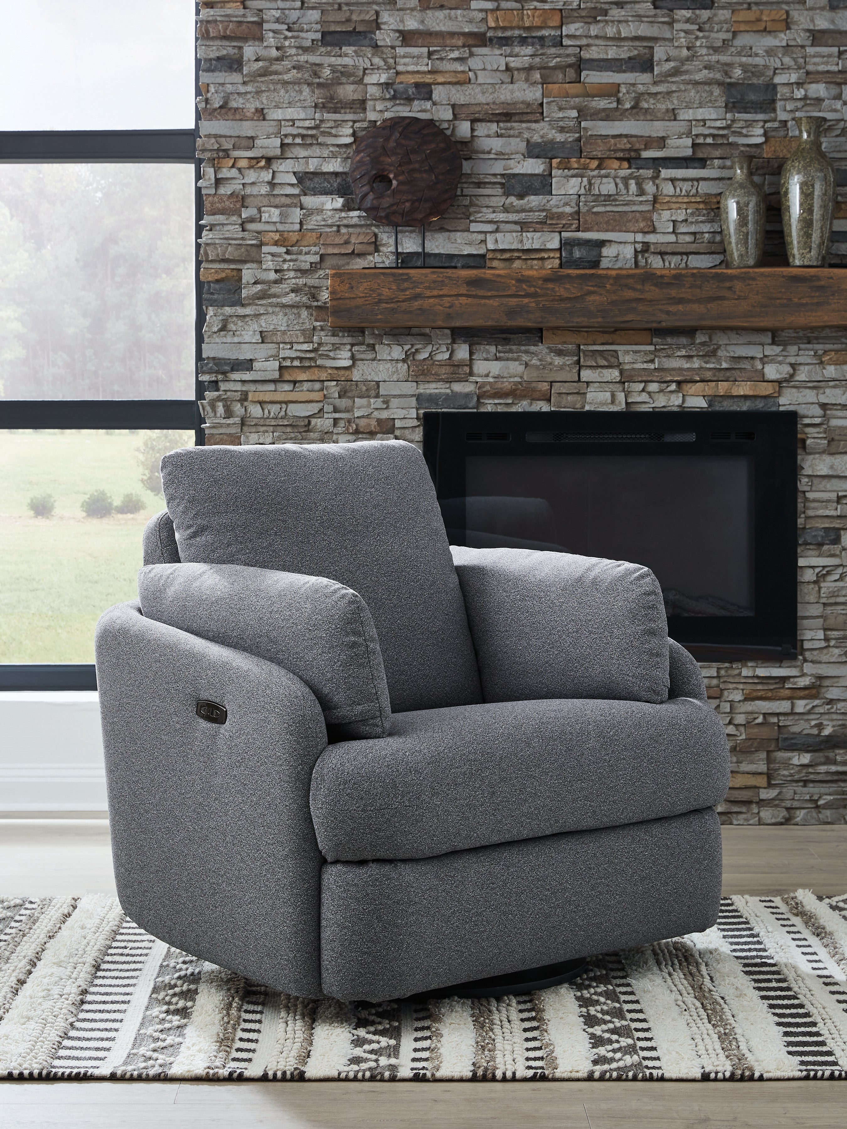 Floridian Furniture - Ashley Furniture - Alainmont Next-Gen Nuvella Swivel Power Recliner - Swivel Power Recliner / Stone - A3000739