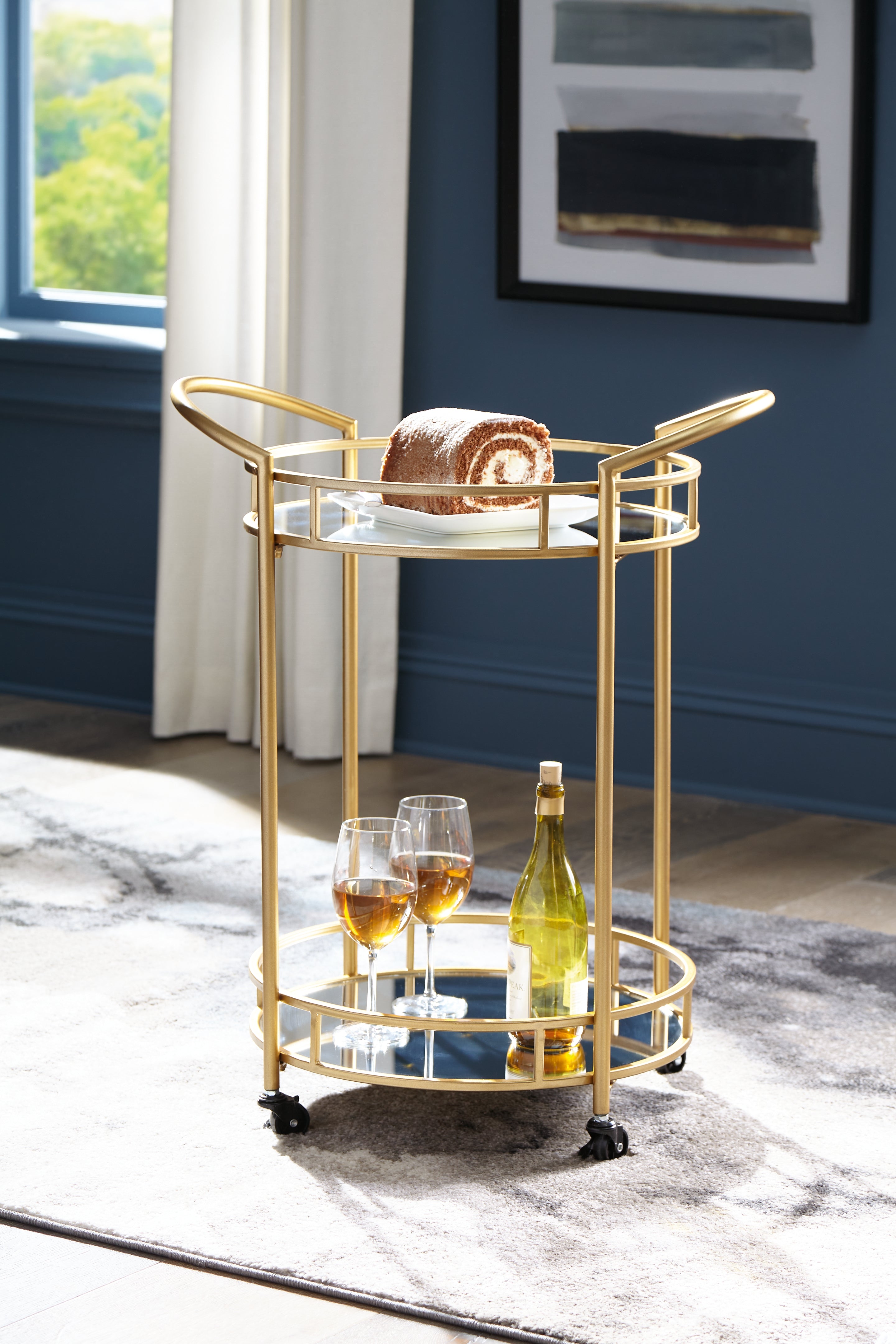 Floridian Furniture - Ashley Furniture - Wynora Bar Cart - Bar Cart / Gold - A4000099