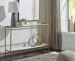 Floridian Furniture - Ashley Furniture - Ryandale Console Sofa Table - Console Sofa Table / Antique Brass Finish - A4000443