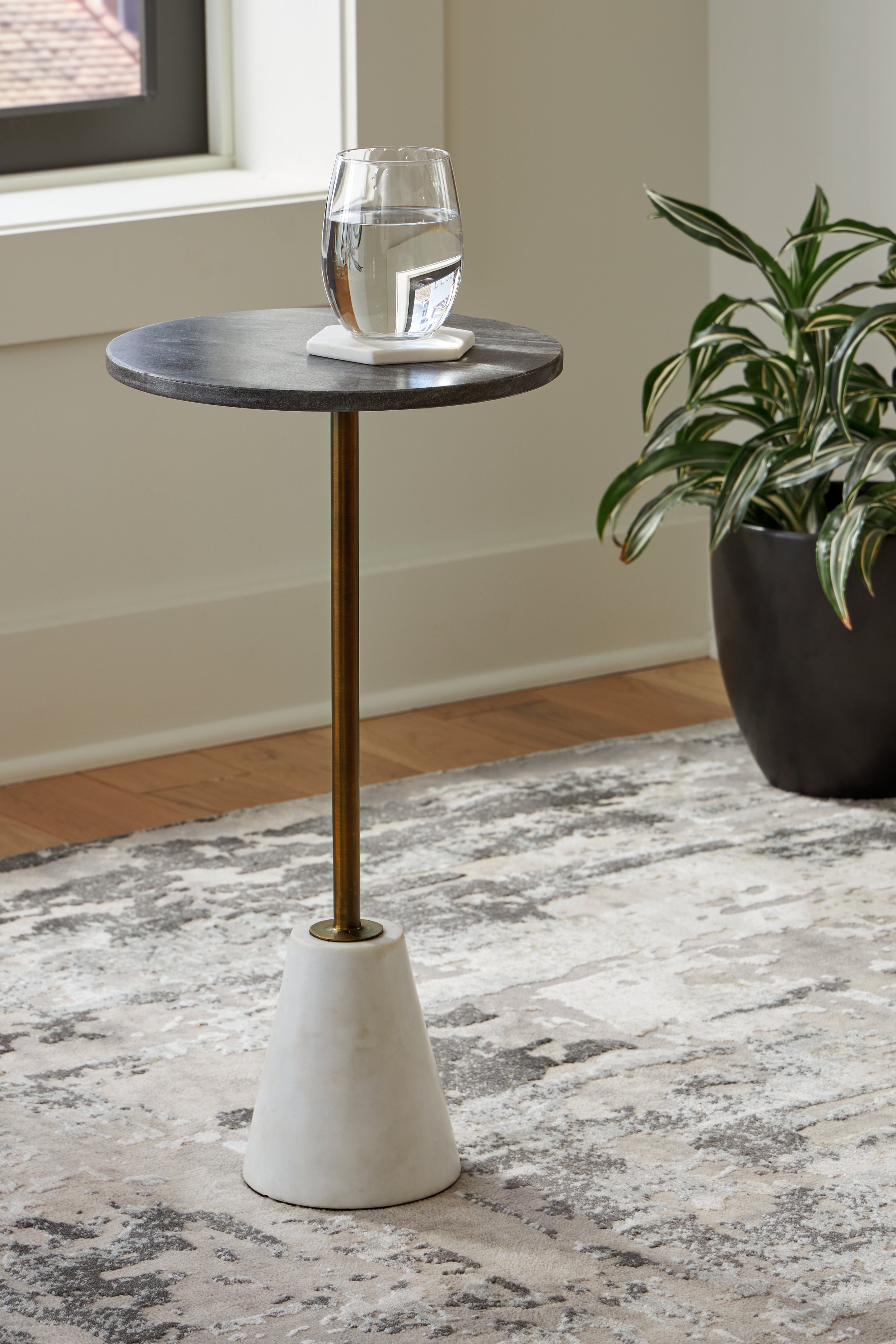 Floridian Furniture - Ashley Furniture - Caramont Accent Table - Accent Table / Black/White/Gold Finish - A4000540