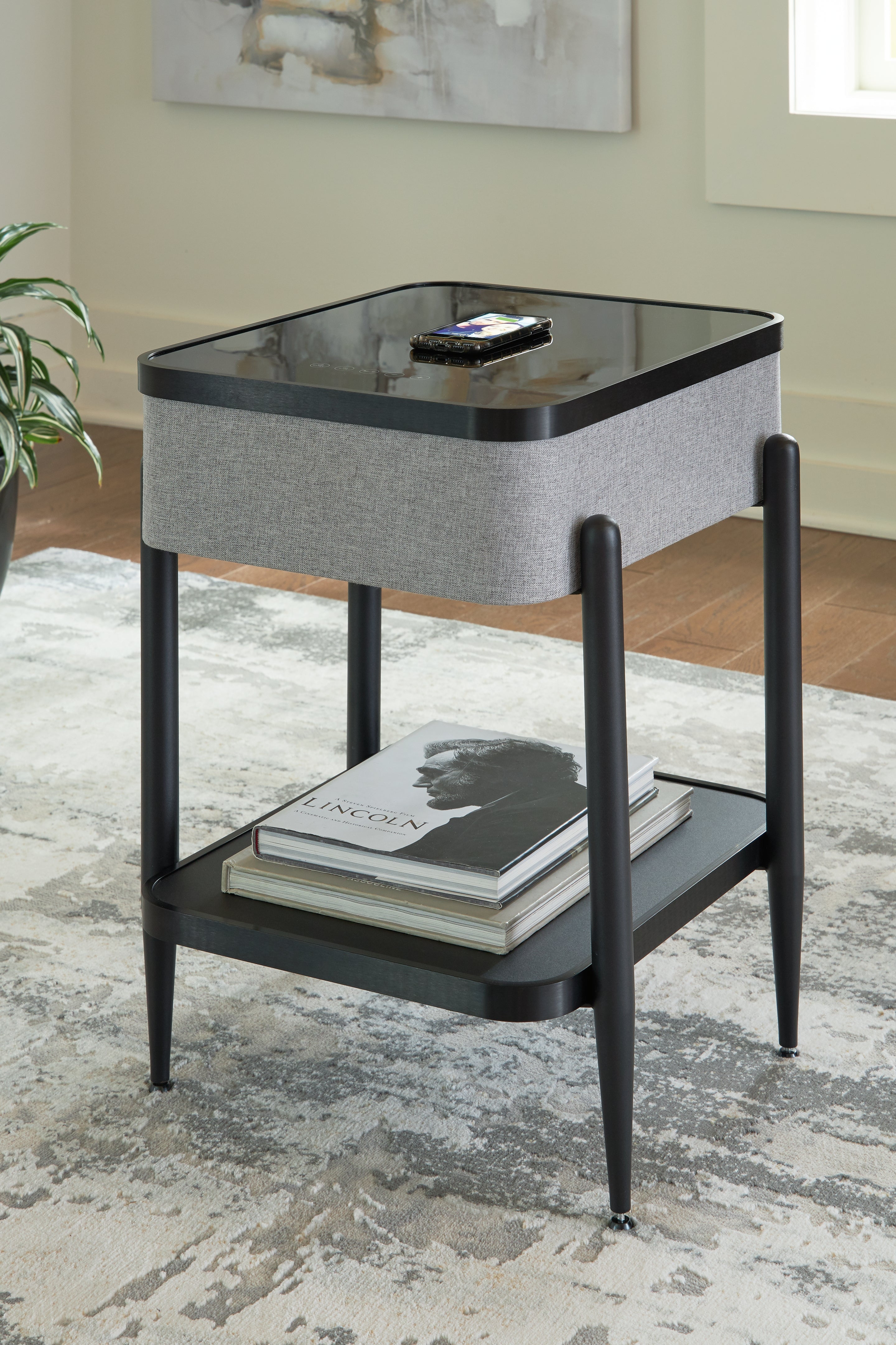 Floridian Furniture - Ashley Furniture - Jorvalee Accent Table with Speaker - Accent Table with Speaker / Gray/Black - A4000550